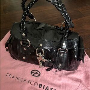 Francesco Biasia Glossy Black Shoulder Bag